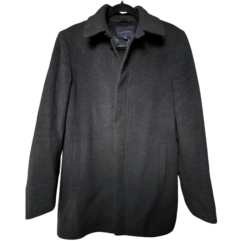 Banana Republic Mens Wool Cashmere Blend Car Coat Charcoal Gray Small RN 54023